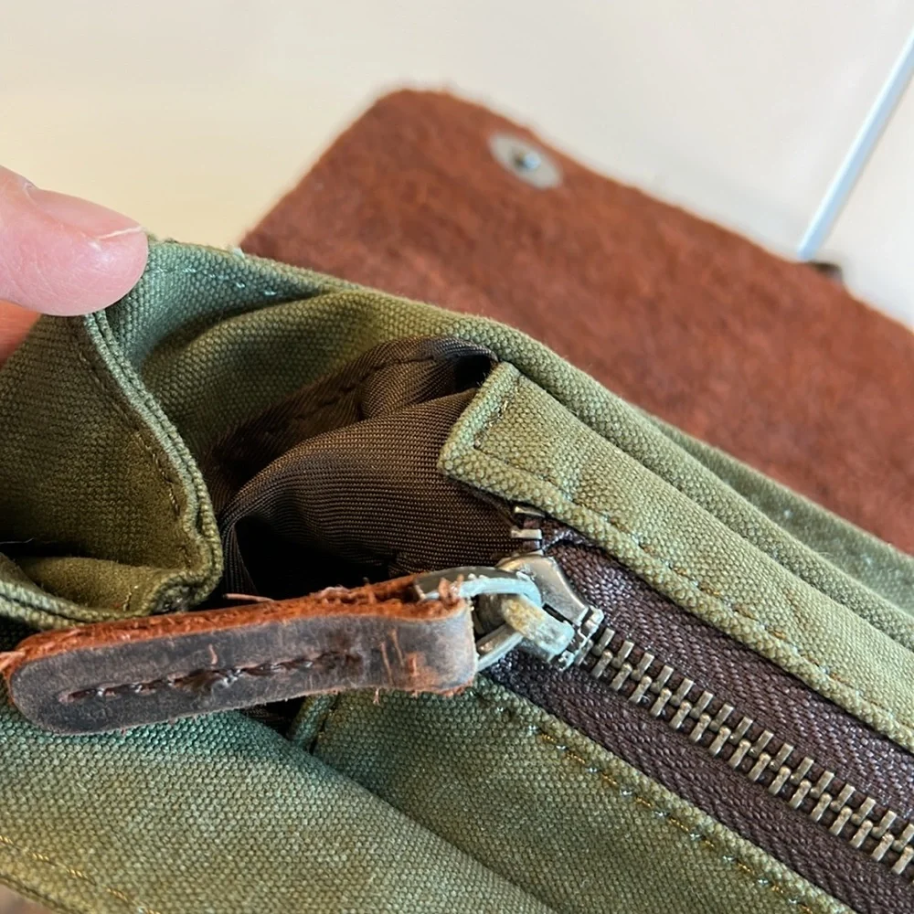 Olive Green Canvas Backpack - Classic,‎ 11x4” depth